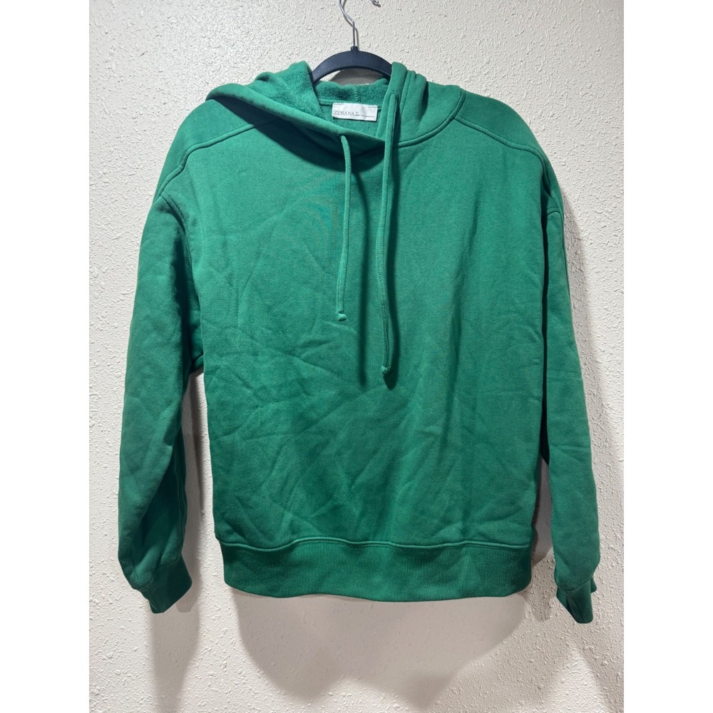 Zenana Womens Green Pullover Hoodie Sweatshirt Fleece Lined Size Medium